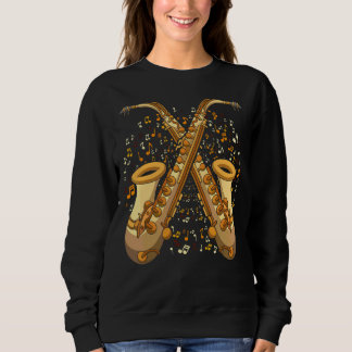 Saxophonist Music Notes Jazz Musician Instrument S Sweatshirt