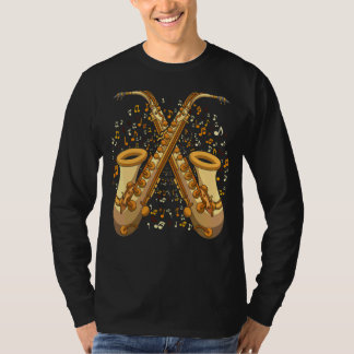 Saxophonist Music Notes Jazz Musician Instrument S T-Shirt