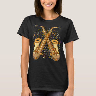 Saxophonist Music Notes Jazz Musician Instrument S T-Shirt