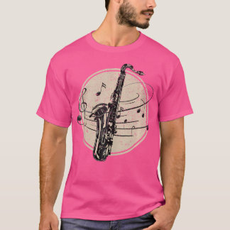 Saxophonist Music Notes Jazz Musician Vintage Saxo T-Shirt