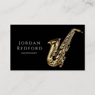 Saxophonist Musician Music Teacher Black Business Card