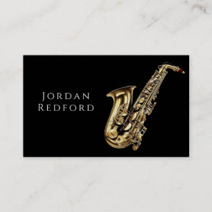 Saxophonist Musician Music Teacher Black Business Card