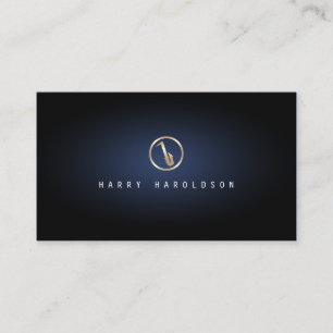 Saxophonist Saxophone Icon Blue Glow Musician Business Card