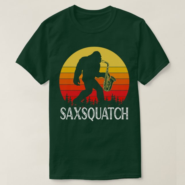 Saxsquatch Retro Sunset T-Shirt (Design Front)