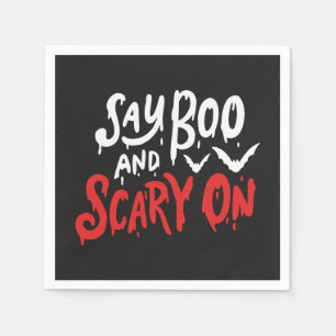 Say Boo and Scary On Funny Halloween Party Napkin