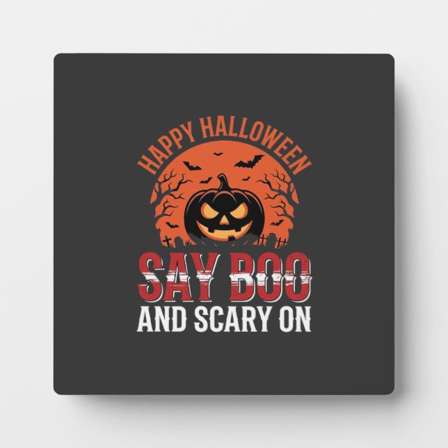 Say Boo Halloween Pumpkin Design_1 Plaque (Front)