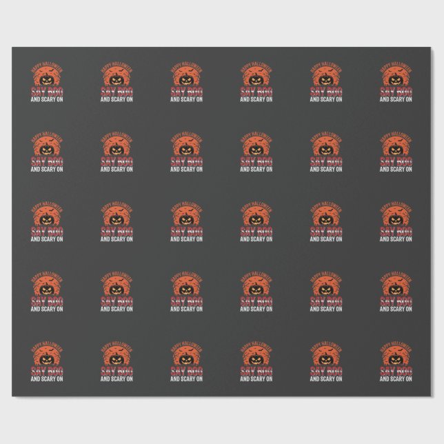 Say Boo Halloween Pumpkin Design_1 Wrapping Paper (Flat)