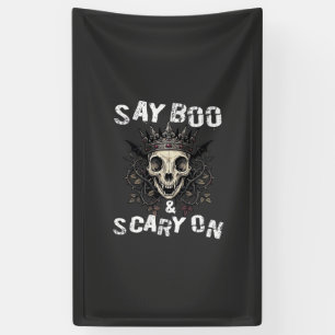 Say Boo Scary Skull Crown Bat Wings Halloween_1 Banner