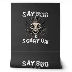 Say Boo Scary Skull Crown Bat Wings Halloween_1 Wallpaper