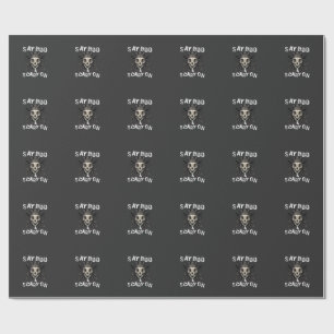 Say Boo Scary Skull Crown Bat Wings Halloween_1 Wrapping Paper