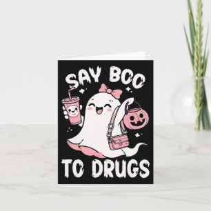 Say Boo To Drugs Funny Halloween Red Ribbon  Card