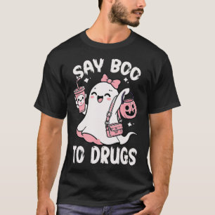 Say Boo To Drugs Funny Halloween Red Ribbon T-Shirt