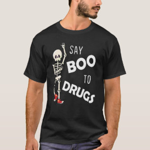 Say Boo To Drugs Red Ribbon Week  Skeleton Hallowe T-Shirt
