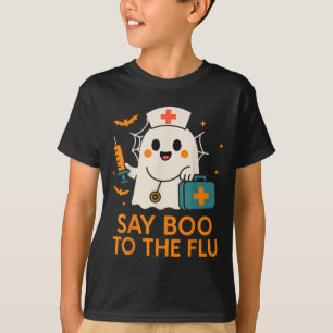 Say Boo To The Flu Nurse Halloween Vaccine Ghost C T-Shirt