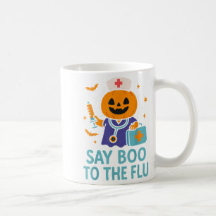 Say Boo To The Flu Nurse Halloween Vaccine Pumpkin Coffee Mug