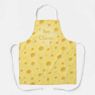 "Say Cheese" Cute Cutomizable Yellow Holey Cheese Apron