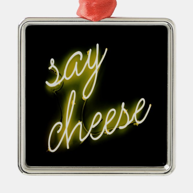 Say Cheese Neon Lights Metal Tree Decoration (Front)