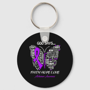 Say Faith Hope Love Alzheimerheimer Awareness Gift Key Ring