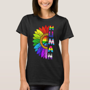 Say Gay All Day Pride Transgender Rainbow Flower L T-Shirt
