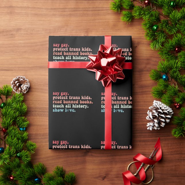 Say Gay Protect Trans Kids Read Banned Books LGBTQ Wrapping Paper (Holiday Gift)
