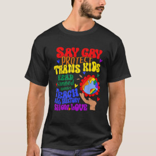 Say Gay Protect Trans Kids Read Banned Books Men L T-Shirt