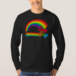 Say Gay Rainbow I Will Protect Trans Kids Lgbtq Pr T-Shirt