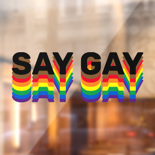 Say Gay rainbow lgbtq gay pride flag typography