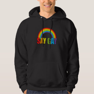 Say Gay Rainbow Retro Say Trans Stay Proud Lgbtq G Hoodie