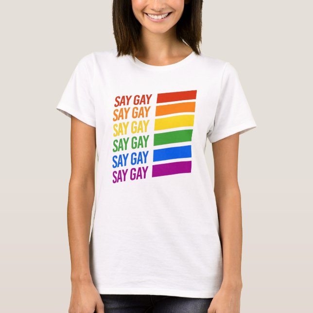 Say Gay Rainbow T-Shirt (Front)