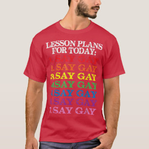 Say Gay Rainbow Vintage Floral Stay Proud LGBTQ Ga T-Shirt