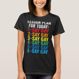 Say Gay Rainbow Vintage Floral Stay Proud Lgbtq Ga T-Shirt