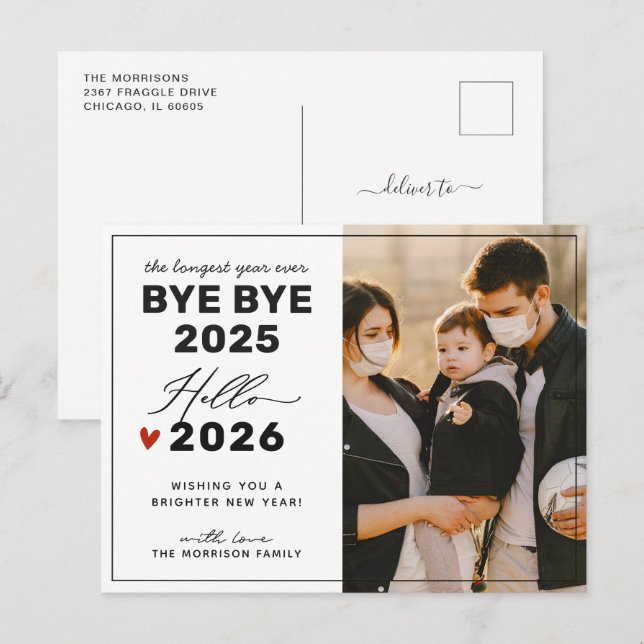 Say Goodbye to the 2024 Family Photo Holiday Postcard (Front/Back)