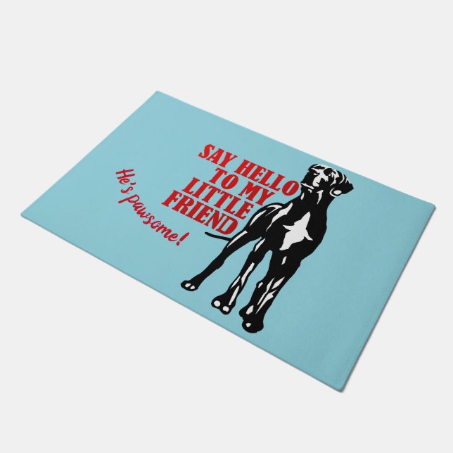 Say hello Great Dane curved Doormat (Angled)
