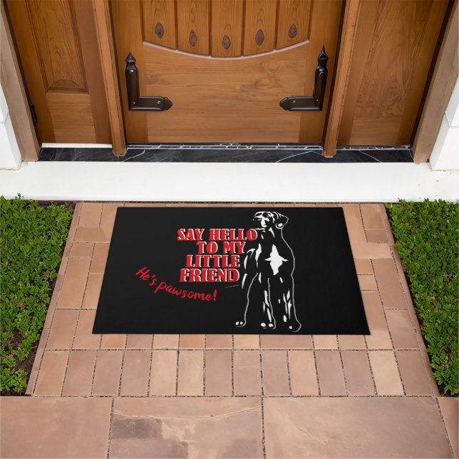 Say hello Great Dane curved Doormat (Outdoor)