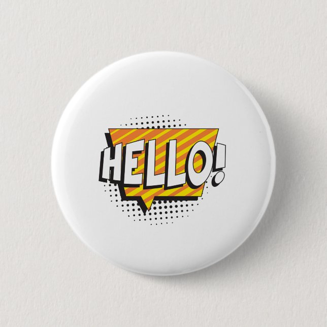 Say "HELLO" in retro pop art style 6 Cm Round Badge (Front)