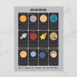 Say Hello to the Solar System 2025 Calendar Postcard
