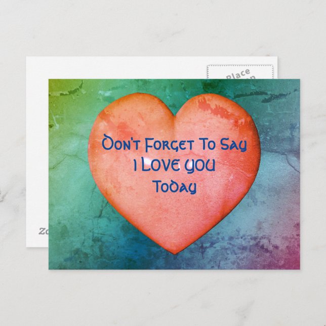 Say I Love You Pink Heart Postcard (Front/Back)