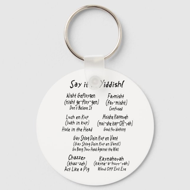Say it in Yiddish Key Ring (Front)
