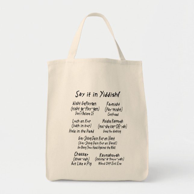 Say it in Yiddish Tote Bag (Front)