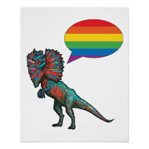 Say It! Say Gay! LGBTQIA+ Dinosaur Poster