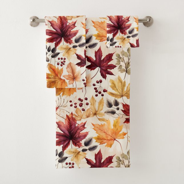 Say it with fall leaves 3 - bath towel set (Insitu)