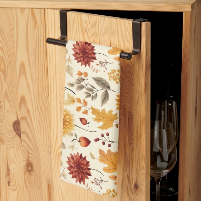 Say it with fall leaves - tea towel (Thirds Fold)