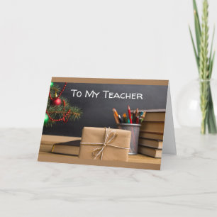 SAY MERRY CHRISTMAS TEACHER W/ CHALKBOARD CARD