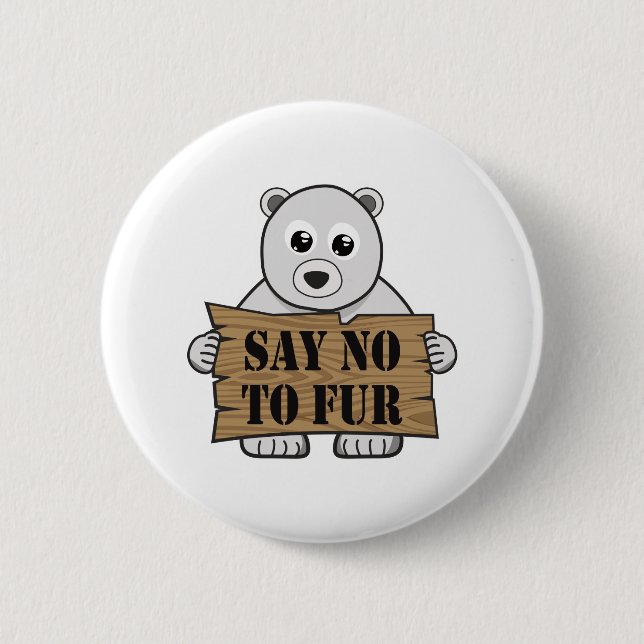 Say no to Fur 6 Cm Round Badge (Front)