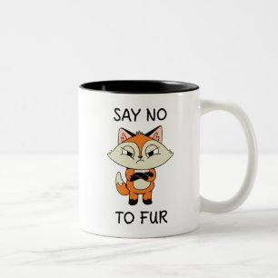 Say no to Fur - Sad Fox Two-Tone Coffee Mug