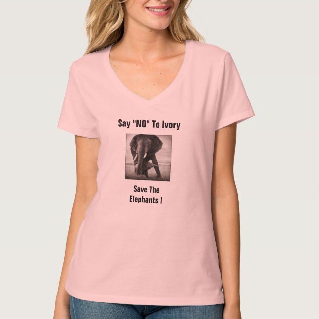 SAY "NO" TO IVORY SAVE THE ELEPHANTS T-Shirt (Front)