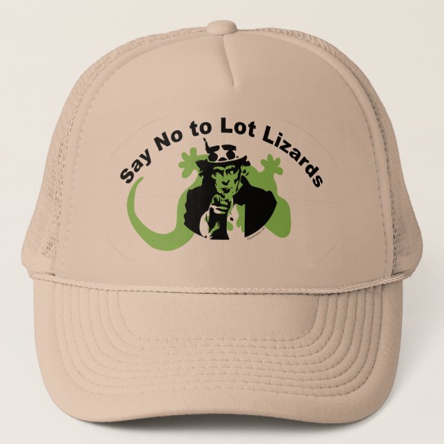 Say No to Lot Lizards Beige Truckers Hat (Front)