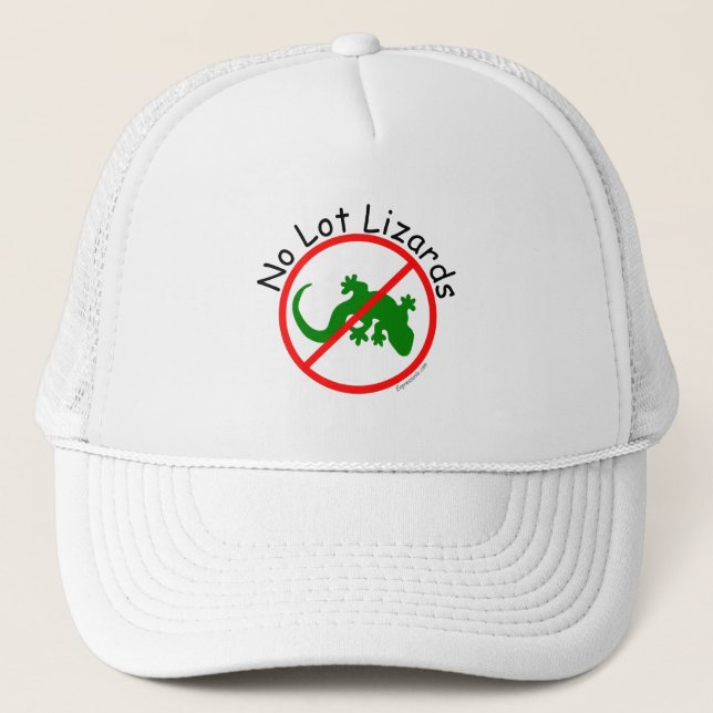 Say No to Lot Lizards on White Truckers Hat (Front)