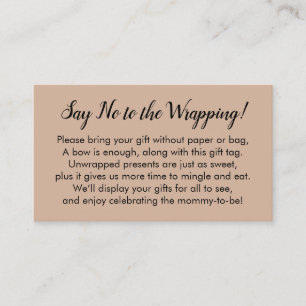 Say No to Wrapping Baby Shower Almond Gift Card