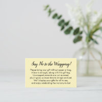 Say No to Wrapping Baby Shower Butter Yellow Gift